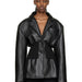 Color-Niche Design Model Faux Leather Jacket Patchwork Knitted Super Tight Waist Contour-Fancey Boutique