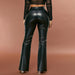Color-Fall Winter Casual Leather Pants High Waist Leather Straight Loose Slim Fit Wide Leg Pants-Fancey Boutique