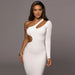 Color-White-Women Clothing Sexy Diagonal Collar off the Shoulder Hollow Out Cutout Slim Fit Hip Dress Sexy Socialite Dress Women-Fancey Boutique