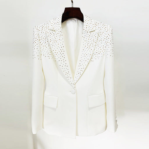 Color-Set-Rhinestone Slim One Button Blazer for Women-Fancey Boutique