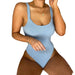 Color-Women Clothing Summer Sexy Slim Fit Sleeveless Bodysuit Rib Sunken Stripe Base Clothing-Fancey Boutique