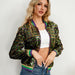 Color-Color Matching Sequin Spring Autumn Women Short Varsity Jacket Jacket-Fancey Boutique