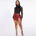 Color-Women Skirt High Waist Hip-Wrapped Skirt Nightclub Faux Leather Zipper Sexy Black Leather Skirt-Fancey Boutique