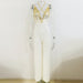 Color-Star Spring Summer Heavy Industry Manual Beaded Sequ Sexy V Strap Straight Jumpsuit-Fancey Boutique