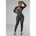 Color-Women Wear Solid Color Mesh Rhinestone Long-Sleeved Trousers Jumpsuit-Fancey Boutique