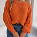 Color-Autumn Winter Casual Hollow Out Cutout out off Neck off the Shoulder Lantern Sleeve Sweater Women Clothing-Fancey Boutique