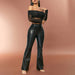 Color-Fall Winter Casual Leather Pants High Waist Leather Straight Loose Slim Fit Wide Leg Pants-Fancey Boutique