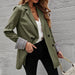 Color-Autumn Winter Women Clothing Solid Color Polo Collar Button Slim Graceful Blazer-Fancey Boutique