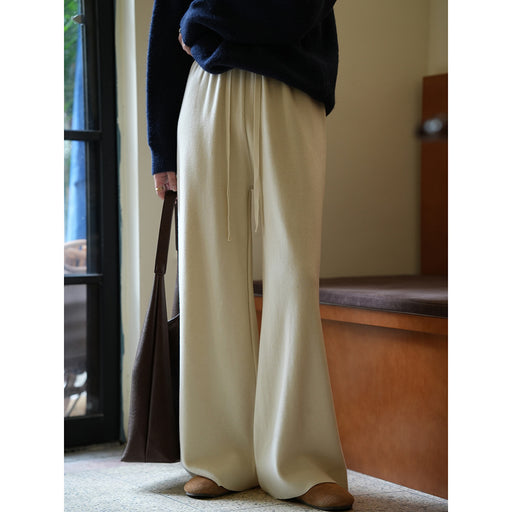 Color-Korean Knitted Wide Leg Pants for Women Autumn Winter High Waist Loose Straight Drooping Long Pants-Fancey Boutique