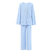 Color-Blue Woolen Comfortable Warm Long Sleeves Pajamas Two Piece Set Exclusive for Ladies Homewear-Fancey Boutique