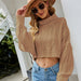 Color-Autumn Winter Solid Color Turtleneck Pullover Knitwear Short Twisted Loose Knitted Sweater-Fancey Boutique