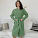 Color-Autumn Comfortable Waffle Long Robe Hotel Bathrobe Home Wear-Fancey Boutique