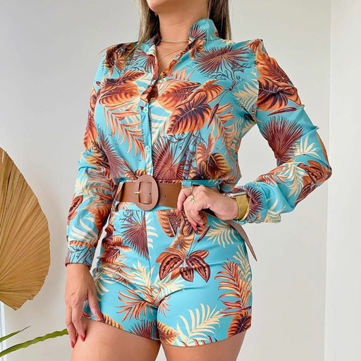 Color-Spring Women Thin Shorts Women Two Piece Set Spring-Fancey Boutique