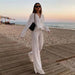 Color-White-Spring Summer Solid Color Texture Loose Slimming Pleated Casual Suit textured-Fancey Boutique