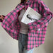 Color-Retro University Plaid Women Loose Shirt Autumn Women Clothing Top-Fancey Boutique