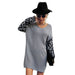 Color-Autumn Winter Women Wear Long Sleeve V neck Stitching Leopard Print Woolen-Fancey Boutique