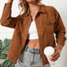 Color-Corduroy Single Breasted Collared Pocket Shacket Shacket Top Women Outerwear-Fancey Boutique