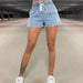 Color-Spring Summer Office Elastic Solid Color Slimming Denim Shorts-Fancey Boutique