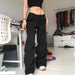 Color-Fall Low Waist Fashion Lace up Cargo Jeans Solid Color Multi Pocket Slimming Patchwork Trousers-Fancey Boutique