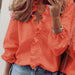 Color-Orange-Spring Summer Long Sleeve Ruffle Blouse Women Shirt-Fancey Boutique