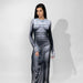 Color-Women Spring Clothing Sexy Long Sleeve Printed High Waist Slim Slimming Maxi Dress-Fancey Boutique