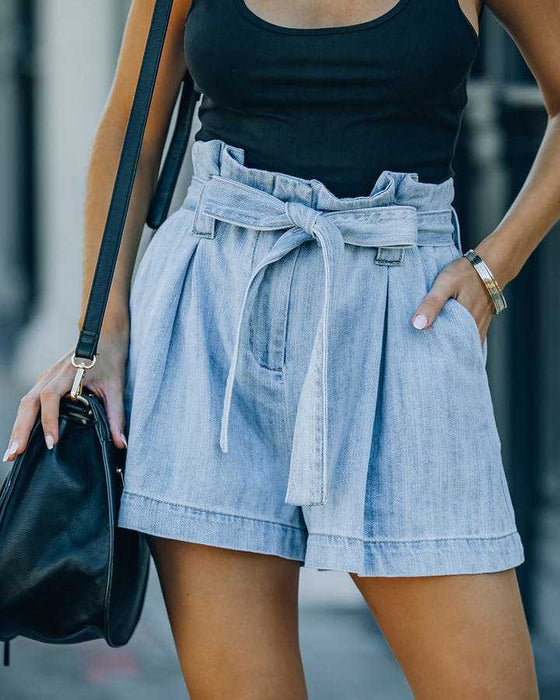 Color-Spring Summer Office Loose Light Color Denim Shorts-Fancey Boutique