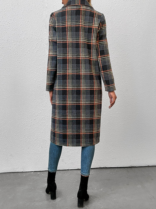 Color-Fall Winter Casual Women Clothing Trendy Single Breasted Plaid Wool Coat-Fancey Boutique