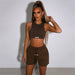 Color-Summer Women Clothing Solid Color Slim Fit Sleeveless Cropped Vest Loose Straight Casual Shorts Suit-Fancey Boutique