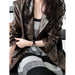 Color-Autumn Small Street Retro Shiny Patent Leather Blzaer Leather Coat Women-Fancey Boutique