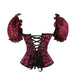 Color-Red Lip Print Short Sleeve Women Court Body Shaping Chest Support Corset-Fancey Boutique