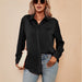 Color-Black-Women Satin Cardigan Top Casual Loose Long Sleeve Shirt-Fancey Boutique