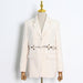 Color-Model High Grade Women Clothing Autumn Hemp Rope Woven Stitching One Button Simple Short Blazer-Fancey Boutique