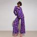 Color-Printed Purple Printed Collared Pajama Pants Autumn Winter Pajamas Women Loose Comfortable Homewear-Fancey Boutique