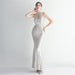 Color-Sequined Craft Beading Cocktail Evening Dress Elegant Long Halter Slim Fit Fishtail-Fancey Boutique