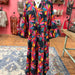 Color-Ladies Bell Sleeve Gathers Large Swing Color Big Windmill Printed Maxi Dress-Fancey Boutique