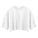 Color-White-Sexy Short Sleeved T shirt Women Summer Pure Cotton Solid Color Short Cropped round Neck Sports Top-Fancey Boutique