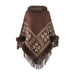 Color-Brown-Autumn Winter Cape Shawl Fur Collar Beaded Tassel Hem Sweater Women-Fancey Boutique