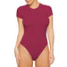 Color-Burgundy-Summer Casual Women Clothing Short-Sleeved Bodysuit Tight Bodysuit Bodysuit-Fancey Boutique