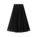 Color-Double Sided Wear Veil Skirt Skirt Women Mid Length Autumn High Waist Cover Mesh Pleated Split Dress-Fancey Boutique