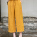 Color-Yellow-Spring Summer Cotton Linen Women Artistic Washed Lace up Linen Casual Straight Through Cropped Pants Women Cotton Linen Wide Leg Pants-Fancey Boutique