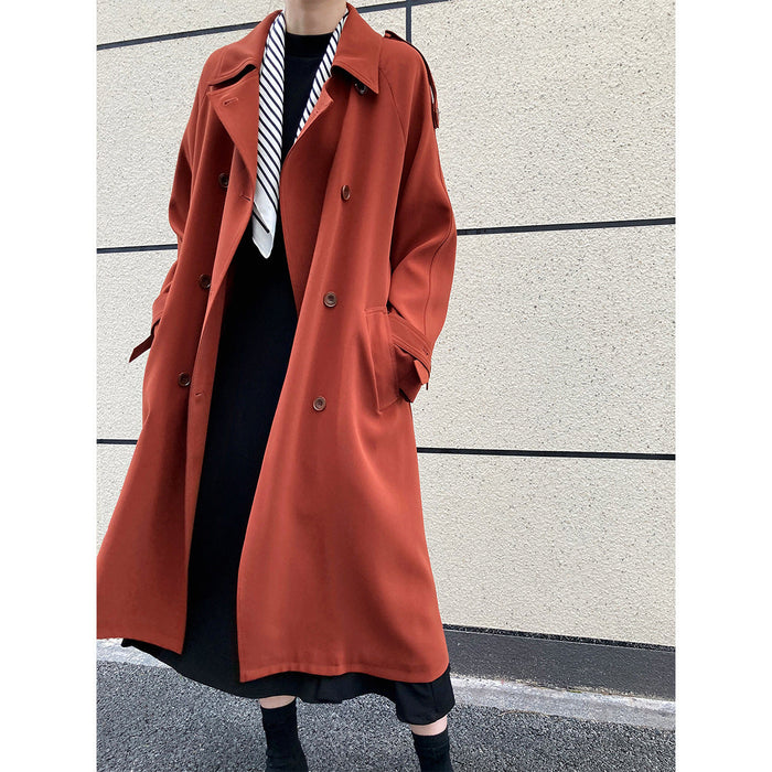 Color-Main Promotion Autumn Draping British Loose Mid-Length over the Knee Trench Coat Female-Fancey Boutique