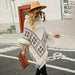 Color-Autumn Winter Cape Shawl Fur Collar Beaded Tassel Hem Sweater Women-Fancey Boutique