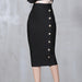 Color-Autumn Winter Tight Waist Slimming Skirt Seam Buckle Midi Slim Fit Bandage Wild Hip Skirt-Fancey Boutique