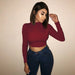 Color-Women Clothing Autumn Solid Color Sexy Tight cropped Long Sleeve Half Turtleneck T shirt Bottoming Shirt-Fancey Boutique