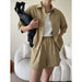 Color-Clothing Series Cotton Washed Profile Loose Shirt Shorts Two Piece Suit-Fancey Boutique