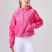 Color-Pink Red Flower-Autumn Winter Yoga Wear Hooded Sweater Thick Loose Casual Full Zipper Sports Jacket Women Workout Clothes-Fancey Boutique