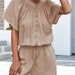 Color-Spring Summer Solid Color Pleated Lace up Button Jumpsuit Casual Short-Fancey Boutique