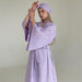 Color-Autumn Light Luxury Waffle Loose Long Robe Hotel Bathrobe French Purple Women Homewear-Fancey Boutique