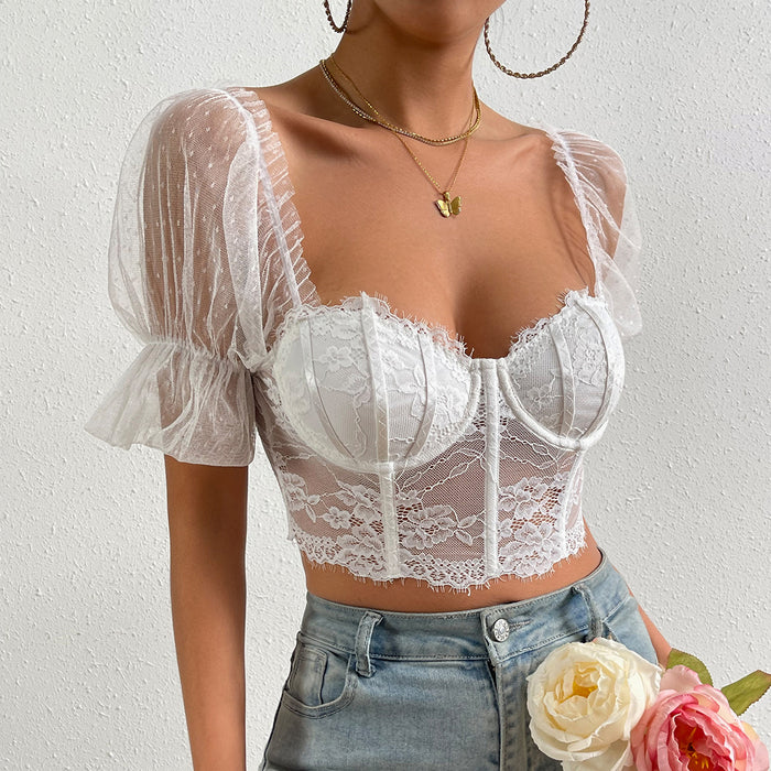 Color-Mesh See Through Lace Floral Senior Girl Outer Tops-Fancey Boutique