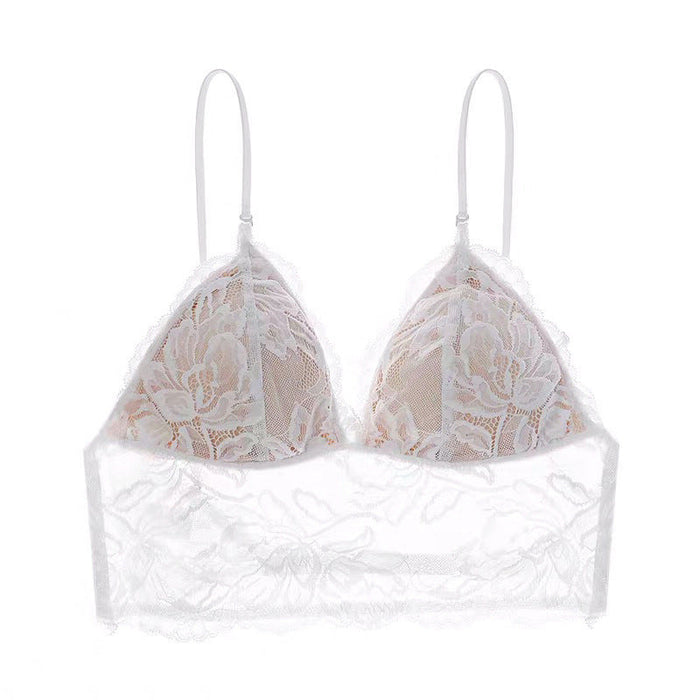 Color-White-Backless-Multiple Wear Backless Sexy Lingerie Women Triangle Cup Wireless Thin Sling Beautiful Back Sexy Lace Bra-Fancey Boutique